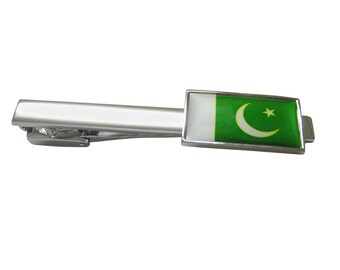 Thin Bordered Pakistan Flag Square Tie Clip