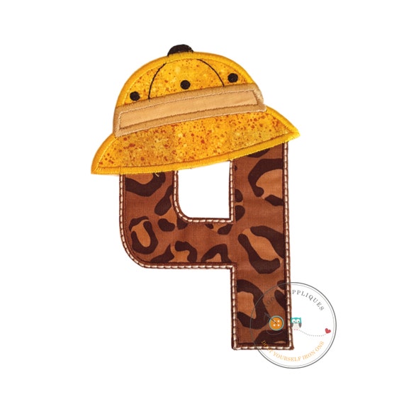 safari birthday number four 4 in brown animal print and