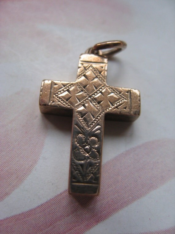 Victorian 10K Cross Religious Jewelry Antique Gold Cross