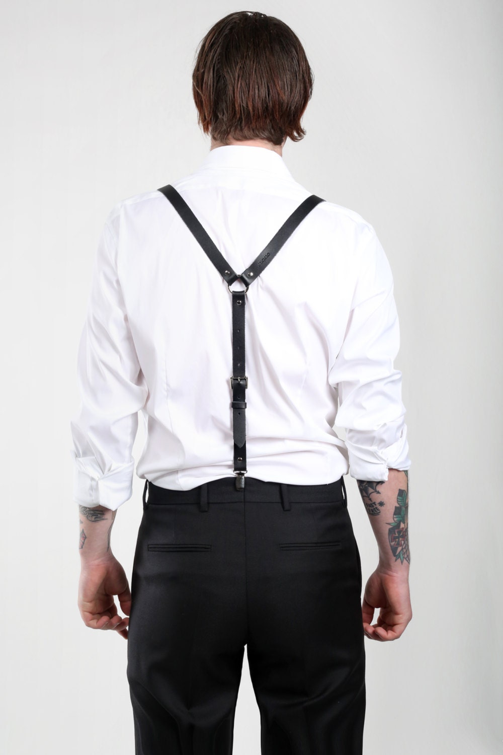 JAKIMAC Men's Matte Leather Suspenders / Premium Genuine
