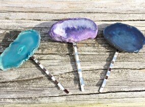 Agate Slice Hair Pins // Stone Hair Pins // Decorative Bobby Pins // Colorful and Bright