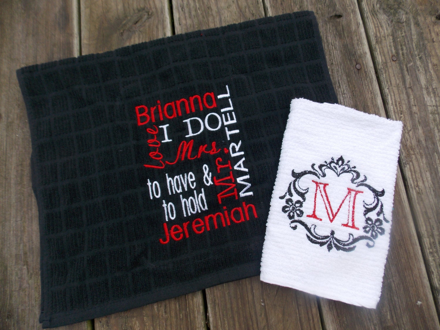 Personalized Kitchen Towel Set Wedding T Set Bridal Shower