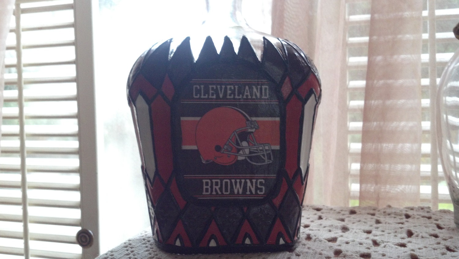 Cleveland Browns Football Crown Royal Hand Painted glass