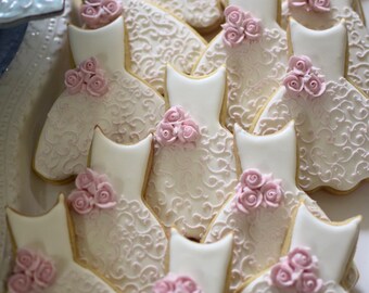Bridesmaid Dress Cookies- 10 Pieces Cookie Favors, Wedding Cookies, Bridal Shower Cookies, Wedding Dress Cookies