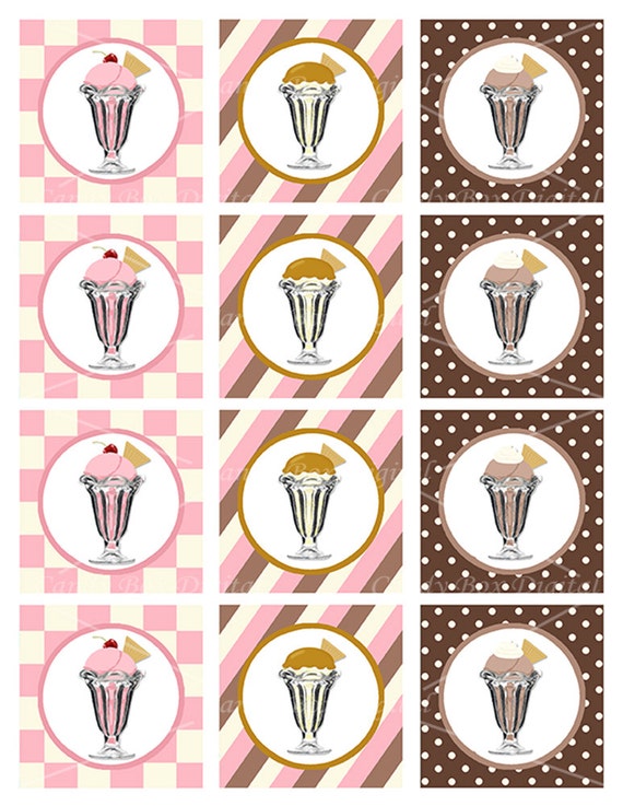 ReadyToPrint Retro Ice Cream Shoppe DIY Party Cupcake