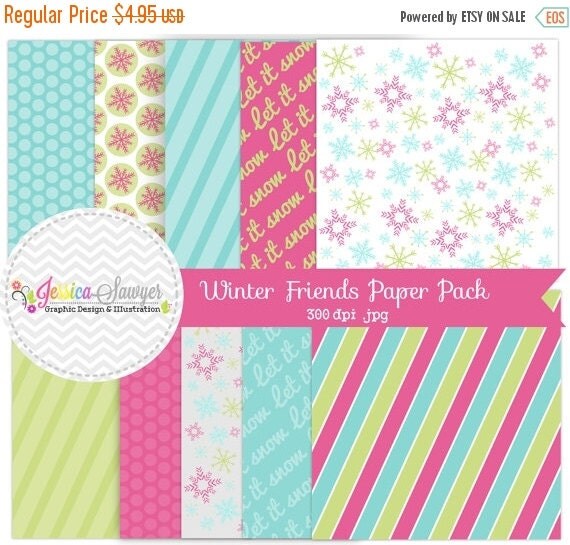 80% OFF - INSTANT DOWNLOAD, winter digital papers, snowflake digital backgrounds, for digital scrapbooking, greeting cards, website backgrou Il_570xn