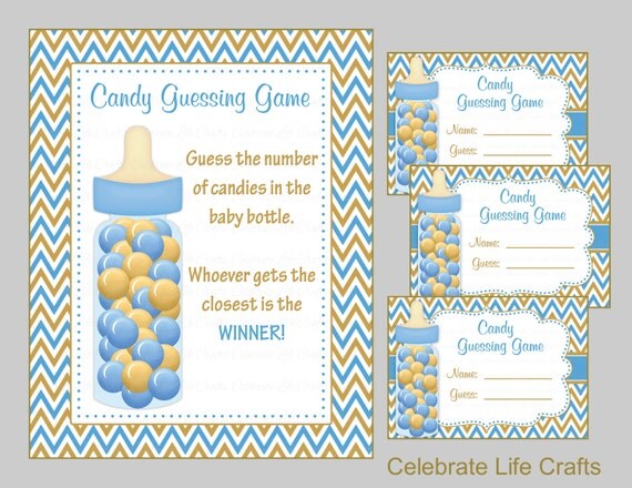 Baby Shower Candy Jar or Candy Bottle Guessing Game Sign and