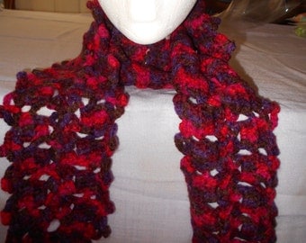 Red/Burgundy LONG LACY SCARF to fit under your coat.