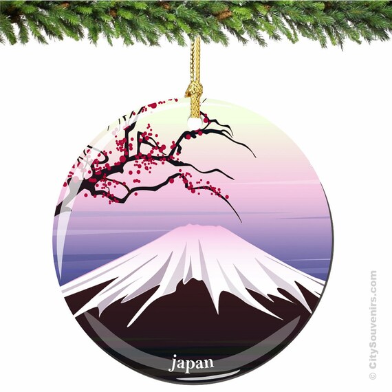 mount fuji japan christmas ornament with cherry by mount fuji japan christmas ornament with cherry by