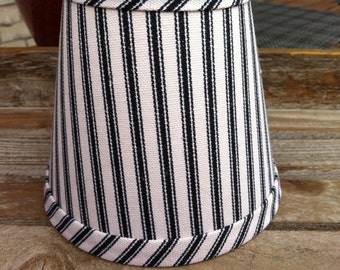 Classic Black and cream ticking stripe chandelier lampshade cottage lampshade