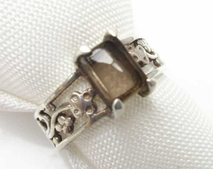 Sterling silver Ring - Orthoglaze Gemstone - Transparent feldspar - crystal - ring size 8