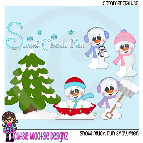Items Similar To Snow Much Fun Snowmen Clip Art Clipart Graphics Commercial Use On Etsy