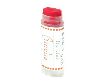 Tinted Lip Balm - "Amelia" - Lip Tint in peach, coral - Watermelon flavor