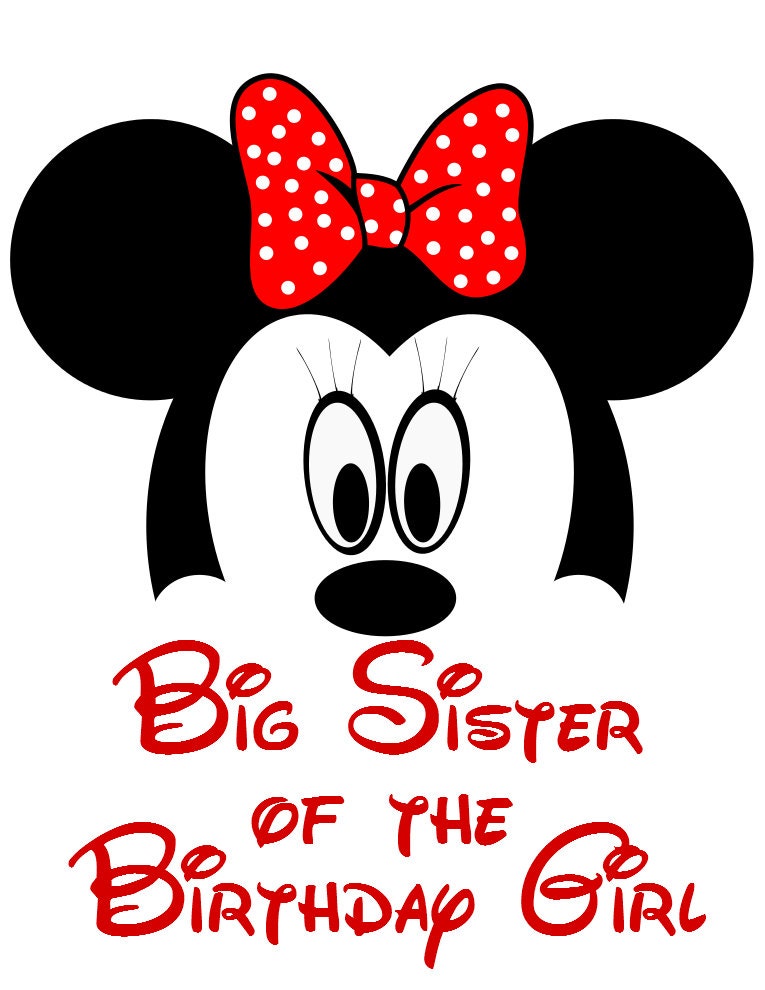 Custom Minnie Big Sister of the Birthday Boy or Girl Iron on