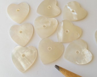8 Vintage mother of pearl hearts with hole