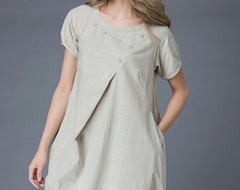 Gray Shirt Dress Semi-Fitted Buttoned Fit & Flare Mid-Length