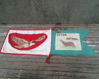 Vintage Boy Scouts of America Folk Art Troop Flags