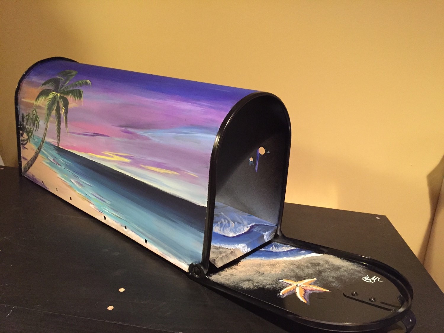 Sunset Beach painted mailbox Tropical beach hand