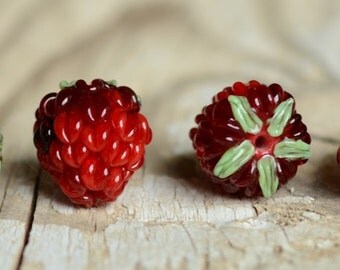 Lampwork Beads, MADE TO ORDER Berry Glass Bead (1), Lampwork Berry beads, Lampwork Raspberry, Glass Red, Lampwork, Beads for Jewelry
