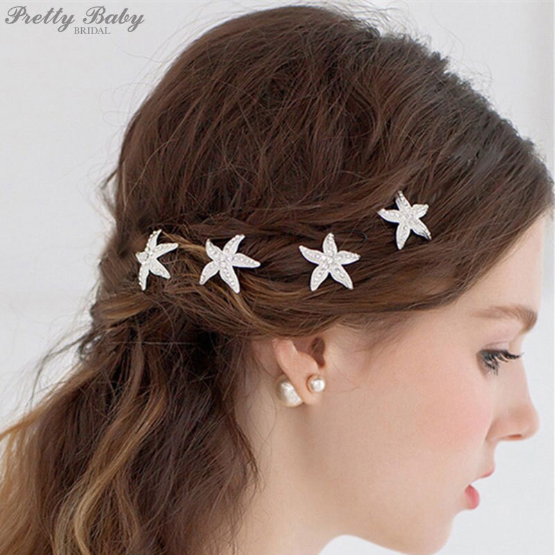Starfish hairpin 4 pc beach wedding hair accessories Beach