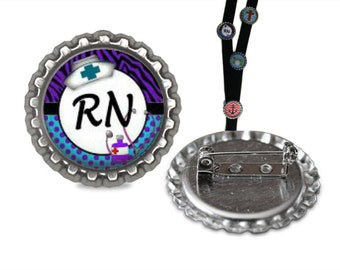 RN Lanyard Pin lanyard clip id, id tag, retractable id, lanyard id, name tag, badge holder, badge clip, name badge holder