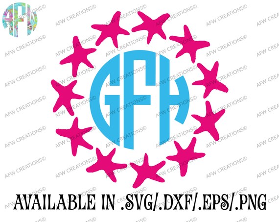 Download Digital Cut Files Starfish Monogram Frame SVG DXF EPS