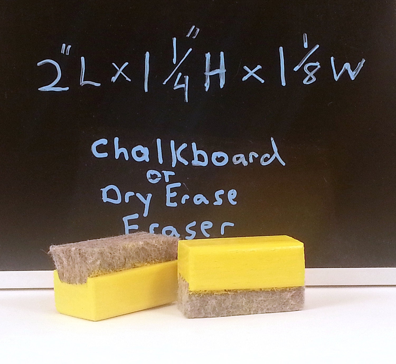 Yellow Mini Chalkboard or Dry Erase Eraser Handmade FI0190