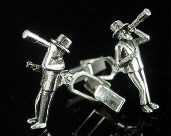 Unique Spyglass cufflinks Steampunk hand held telescope nautical gazer figural maritime novelty silver Monocular collapsible pocket device