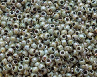 8/0 Toho Stone Green Seed Beads - 15 grams - Color 8-Y182 -2980- Stone Green 8/0 Toho Seed Beads