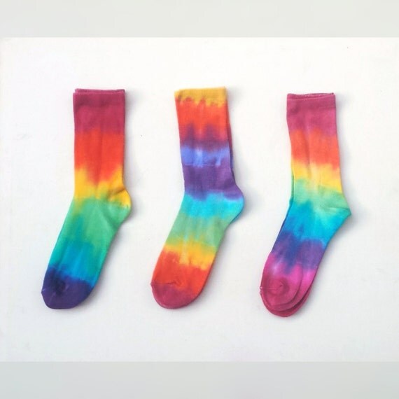 Rainbow Tie Dye Socks Womens Gift Set of 3 Hippie Gift for Her