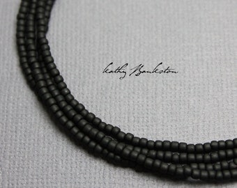 Matte Black Seed Bead Necklace, Long Black Necklace, Black Layering Necklace,Black Seed Bead Necklace,Black Jewelry,Black Necklace, Necklace