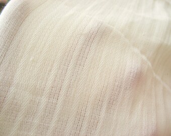 Creamy White Woven Striped Cotton Double Gauze Fabric