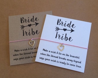 Wish String Bracelet Bride Tribe Wedding Favor card Friendship Hen Party #110
