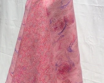 Pastell Nuno felted shawl . Merino wool and mulberry silk.