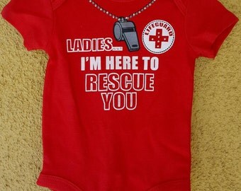 Baby Lifeguard Outfit, Red,Rescue, Beach,Waves, Speed Boat, Racing, one piece Crawler, Bodysuit Baywatch,Rescue