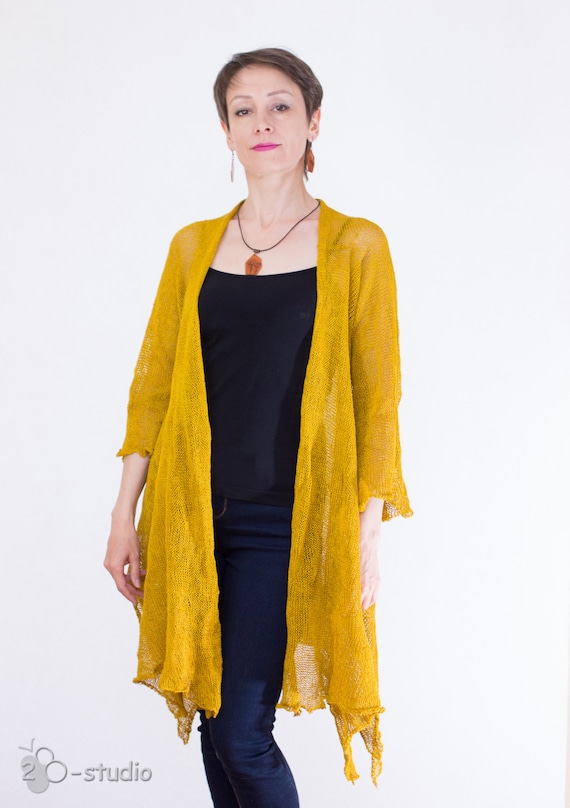 KNITTING PATTERN Linen cardigan Knitting pattern Simple description Cardigan ...