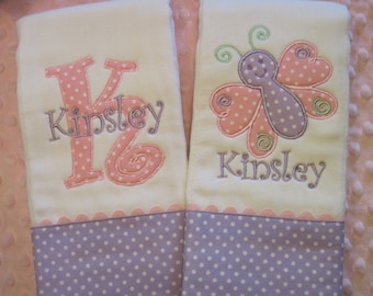 Personalized Baby Girl Burp Cloths