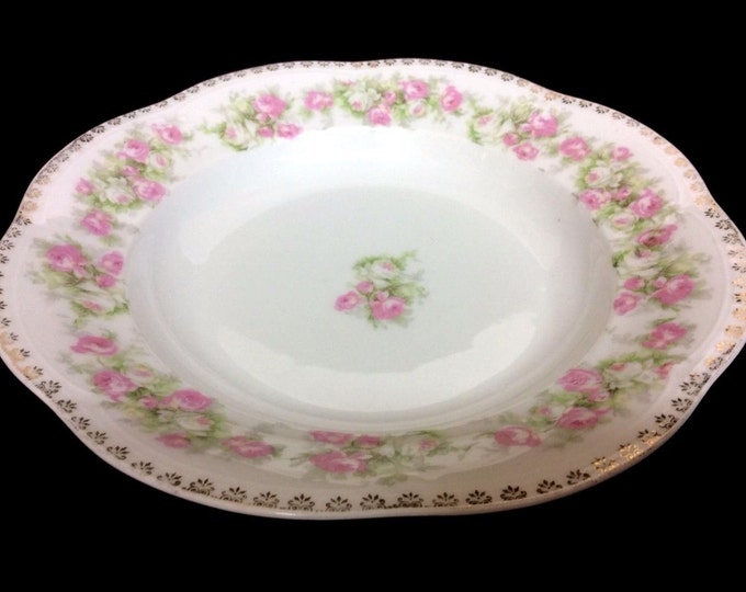 Set of 5 Vintage Bavarian Z S and Co Dessert Bowls 9 Inch, Bavaria Mignon, Rose Buds, Vintage Dish Ware