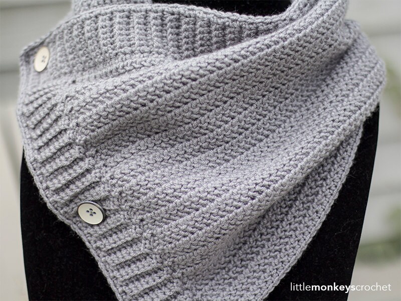 Herringbone Buttoned Cowl Crochet Pattern PDF The Herringbone