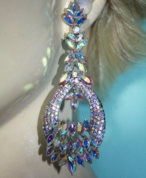 Drag Queen Chandelier Earrings Rhinestone Crystal by BizarreJewels