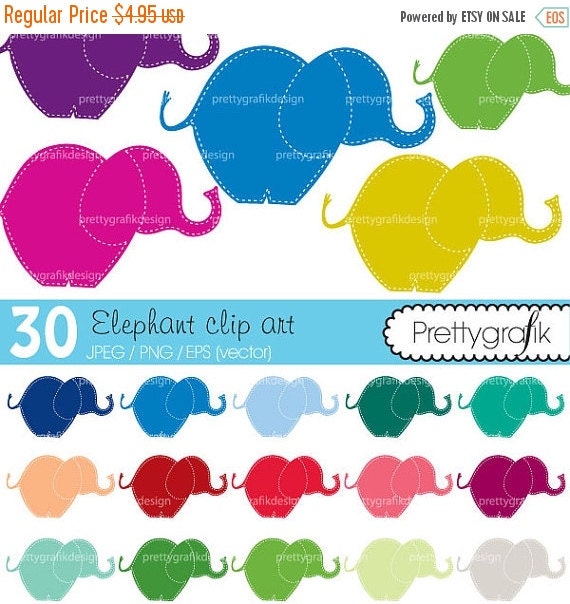 80% OFF SALE 30 elephant clipart commercial use, vector graphics, digital clip art, digital images - CL462 Il_570xn