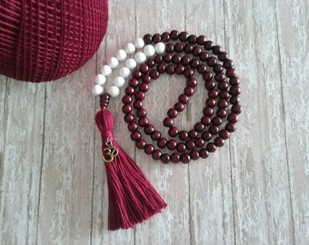 108 Mala Bead, Tassel Necklace, Mala Necklace, Tassel Bead Necklace, 108 Meditation Bead, Yoga Prayer Wood Mala, Buddhist Jewelry, Bohemian