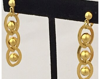 Avon Clip on Gold Tone Dangle Earrings, Avon Earrings