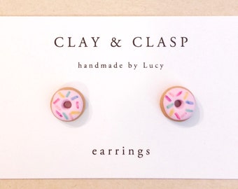 Doughnut Earrings - beautiful handmade polymer clay jewellery by Clay & Clasp