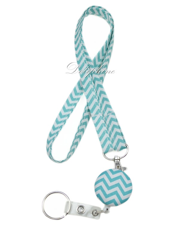Chevron Lanyard and Retractable Badge Reel with Key ring