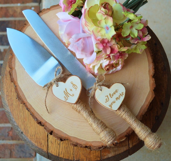 Personalized Rustic Wedding Cake Cutter And Knife Customized Personalized Rustic Wedding Cake Cutter And Knife Customized