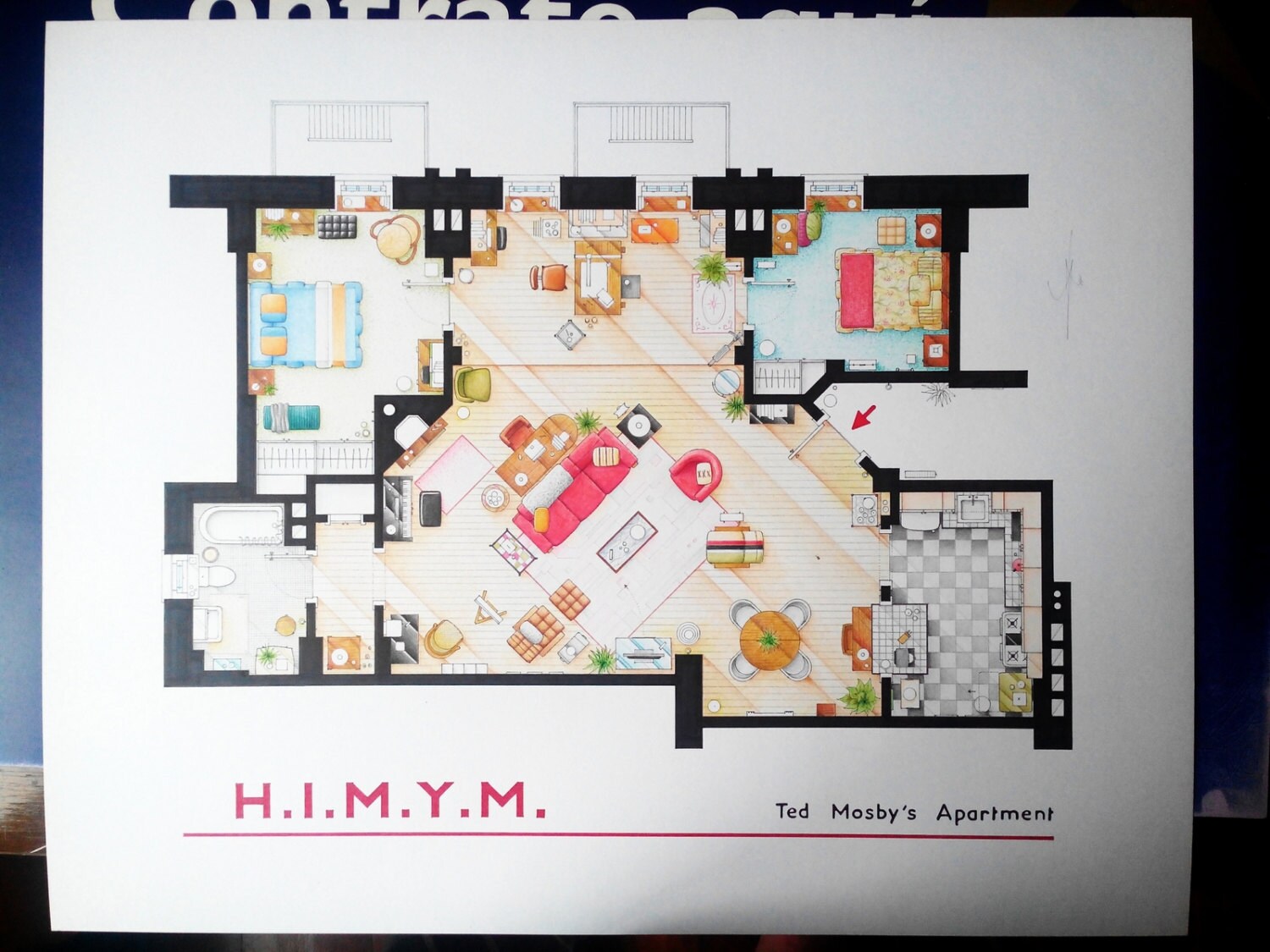 Ted Mosby's Apartment Floorplan from HIMYM