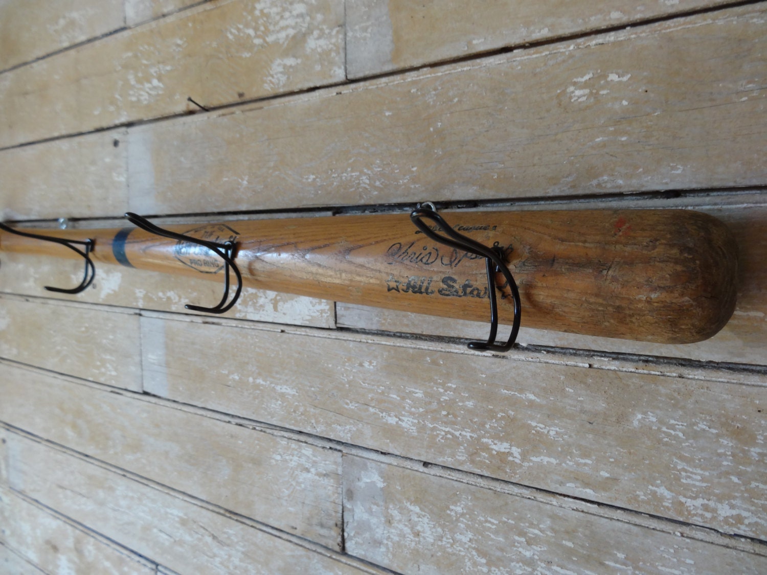 Wooden Vintage Baseball Bat Cap or Coat Rack Tee Ball Bat