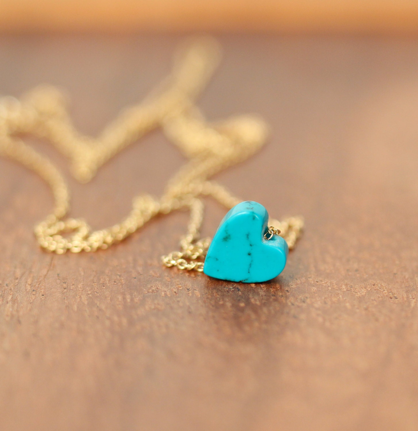 Turquoise heart necklace love necklace heart jewelry a