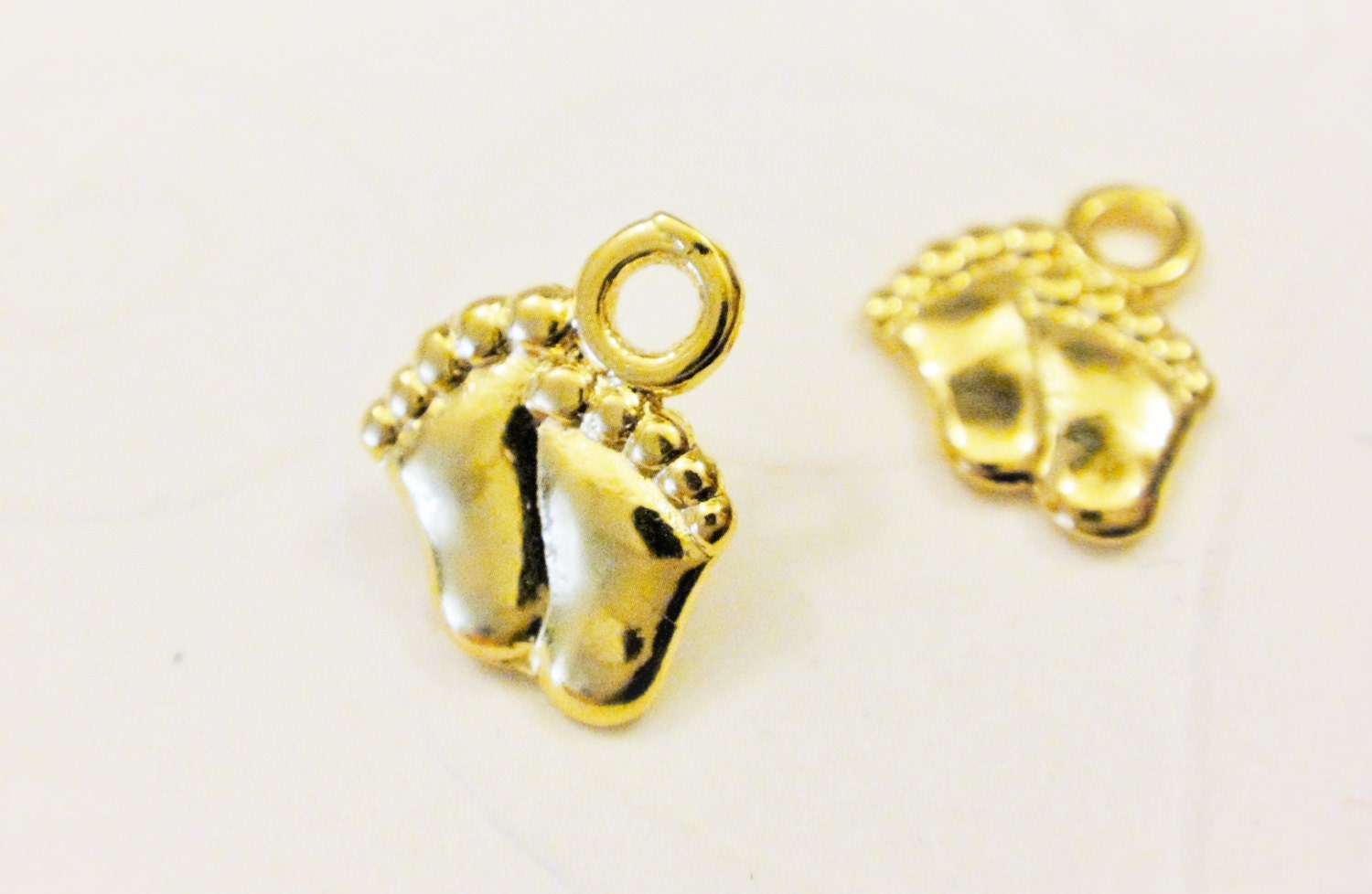 2 pc. Vermeil, 18k gold over 925 sterling silver Baby Foot Print Charms